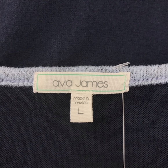 Ava James Color Block Blue V-Neck Sweater, NWT - Picture 6 of 7